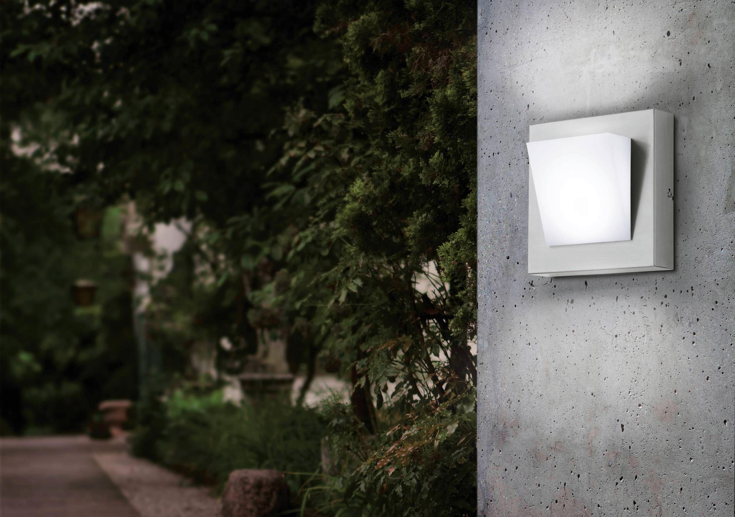 Außenwandleuchte Calgary 3,7w Metall Kunststoff, Wandmontage - Edelstahlfarben/Weiß, KONVENTIONELL, Kunststoff/Metall (20/20/9,5cm) - Eglo