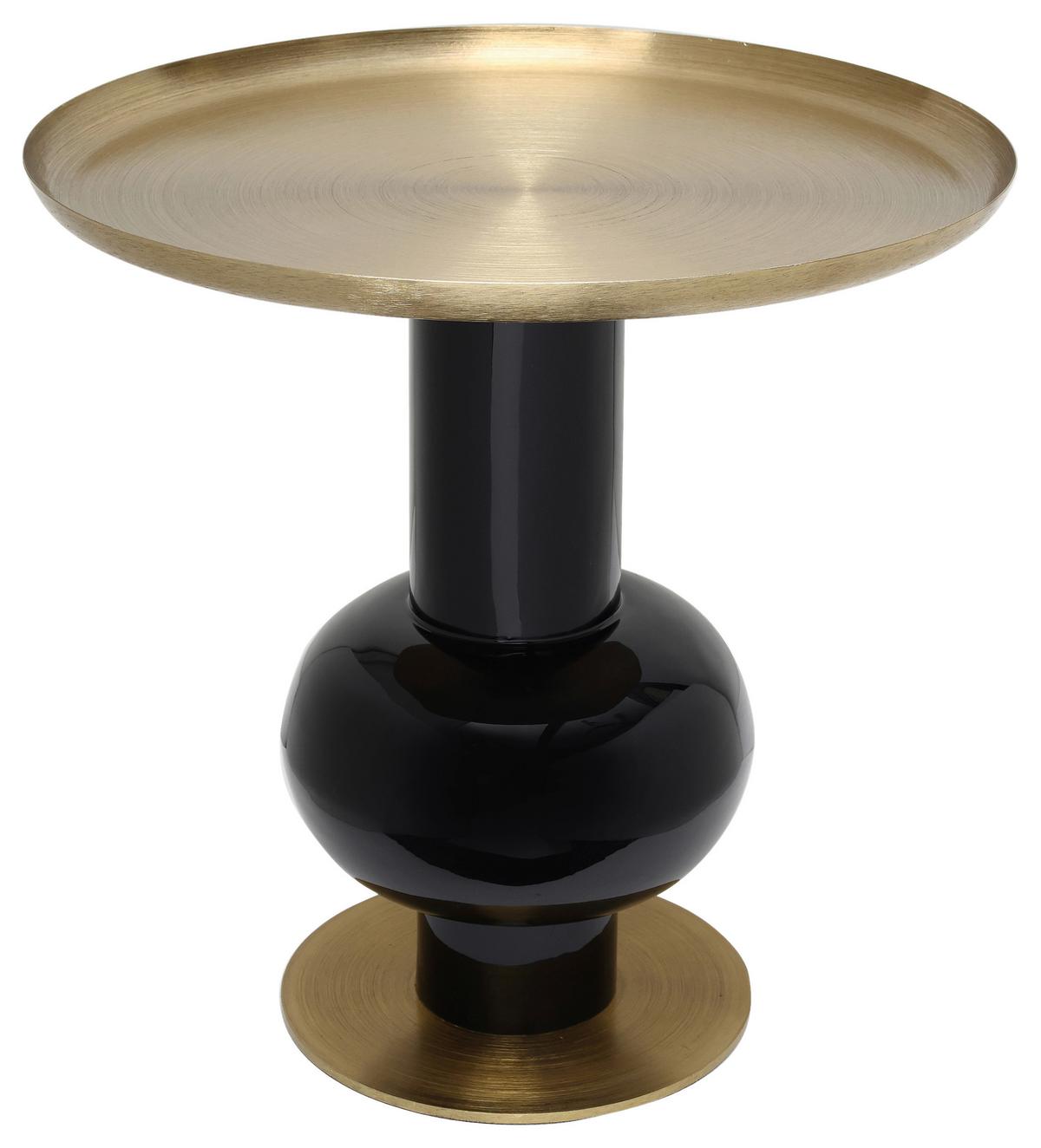 Beistelltisch Art Deco 2225 Goldfarben/Schwarz B: 50 cm - Schwarz Hochglanz/Goldfarben, Design, Metall (50/50cm) - Kayoom