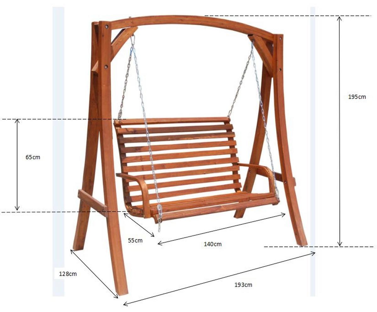 Hollywoodschaukel Medina 2-Sitzer - Lärchefarben, MODERN, Holz/Metall (193/195/128cm) - Ondega
