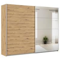 Schwebetürenschrank + Spiegel B: 271cm Feldkirch Eiche Dekor - Silberfarben/Eiche Artisan, MODERN, Holzwerkstoff (271/210/62cm)