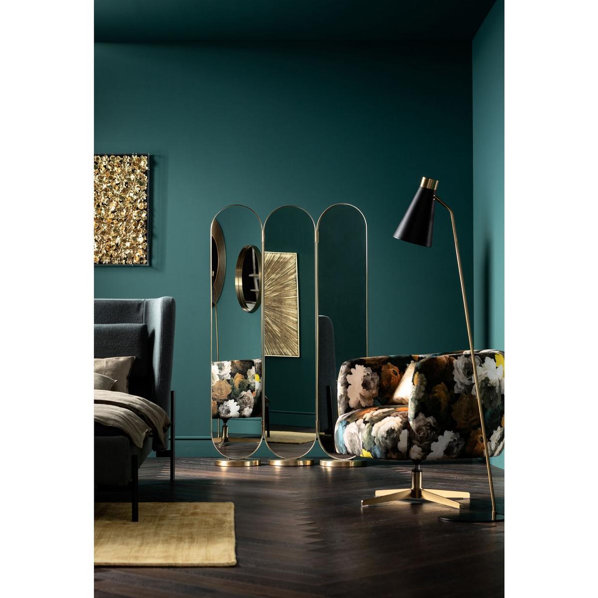 Paravent Curve / Swing -Trend- - Goldfarben, Trend, Glas/Metall (106/166/31cm) - Kare-Design