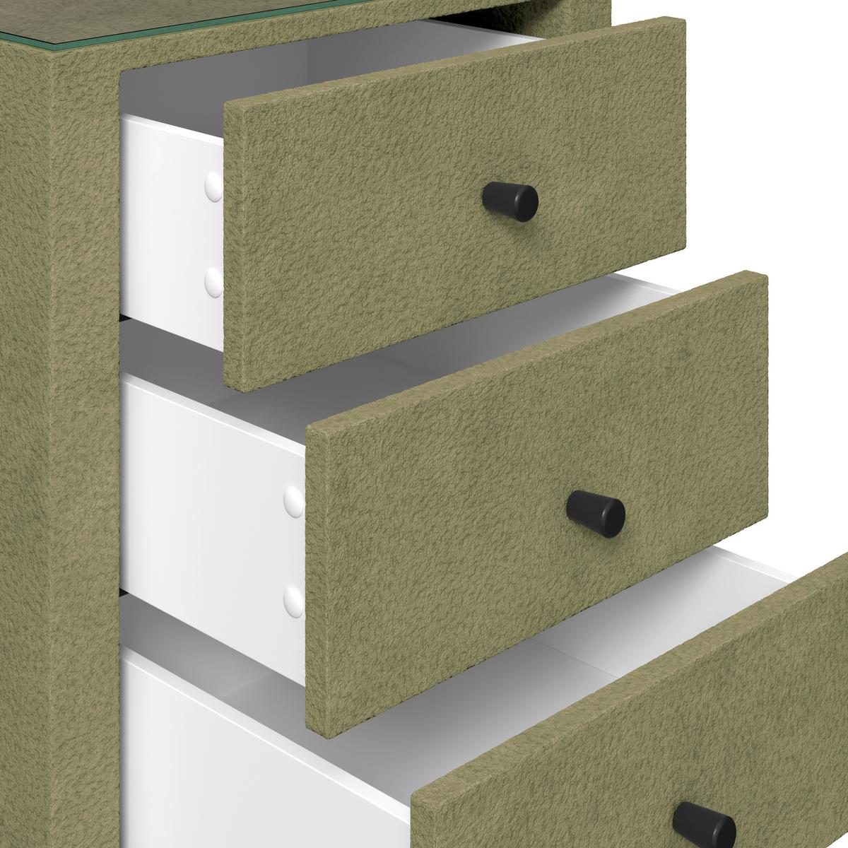 Nachtkästchen Elysia Grün, B: 48 cm - Grün, Trend, Glas/Holz (48/68/45,5cm) - Luca Bessoni