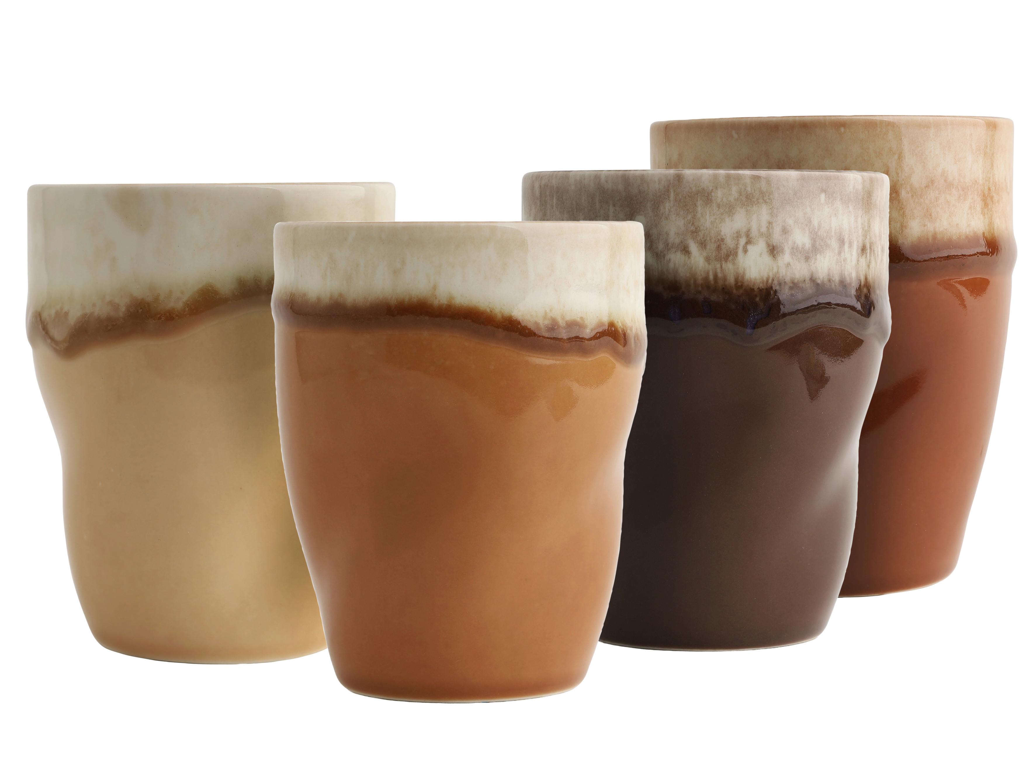 Kaffeebecherset, 4-teilig. Steinzeug, creme