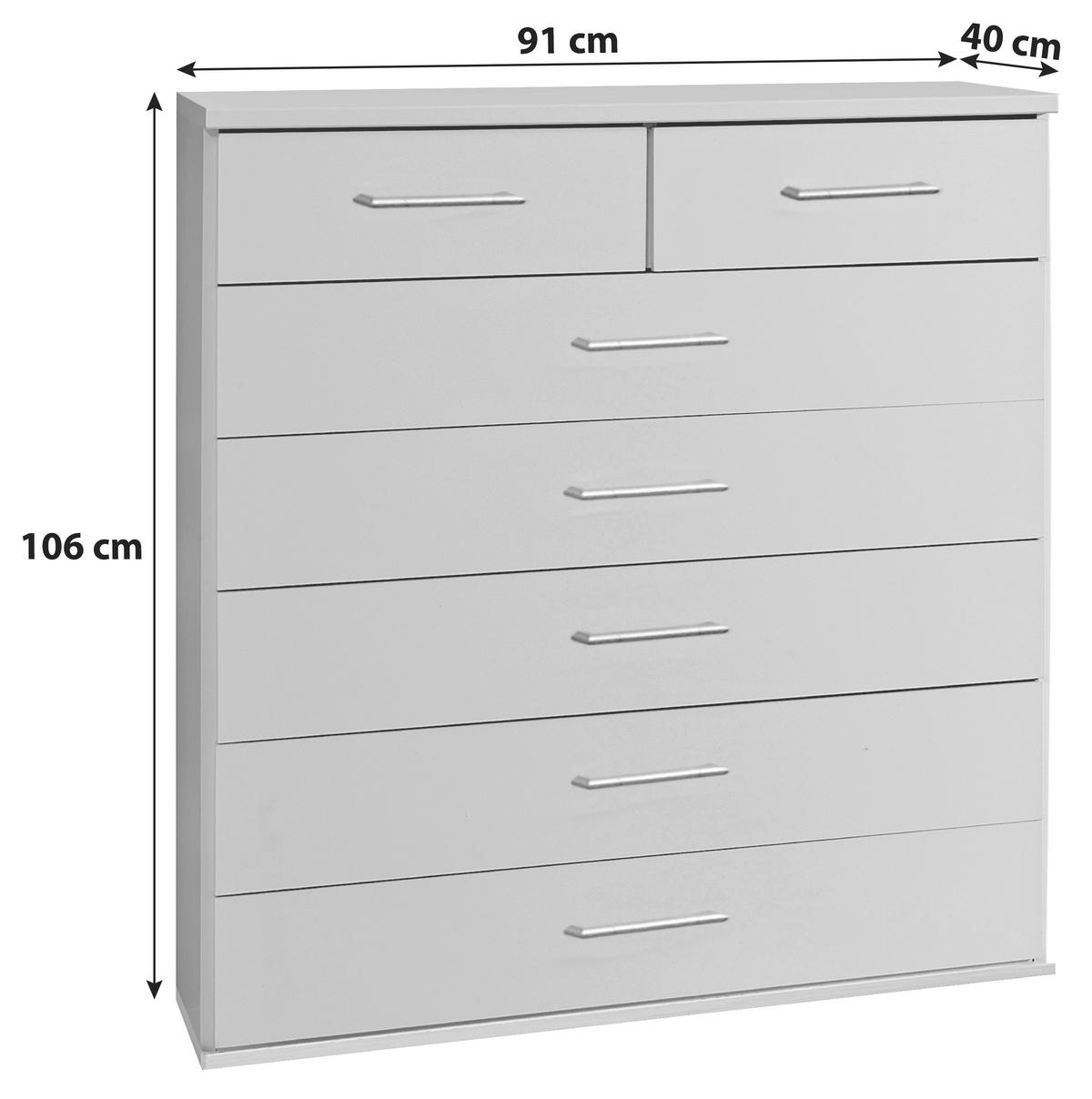 Komoda OSAKA šířka 91cm - barvy dubu/barvy hliníku, Konvenční, kompozitní dřevo/plast (91/106/40cm) - MID.YOU