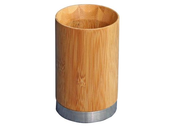 Zahnputzbecher Rainbow - Edelstahlfarben/Naturfarben, KONVENTIONELL, Holz/Metall (6,8/11,5/6,8cm) - Homezone Zahnputzbecher Rainbow - Edelstahlfarben/Naturfarben, KONVENTIONELL, Holz/Metall (6,8/11,5/6,8cm) - Homezone