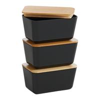 Dóza na potraviny MAGNUS - černá/světle hnědá, Moderní, plast/přírodní materiály (13/8/6,6cm) - Mömax