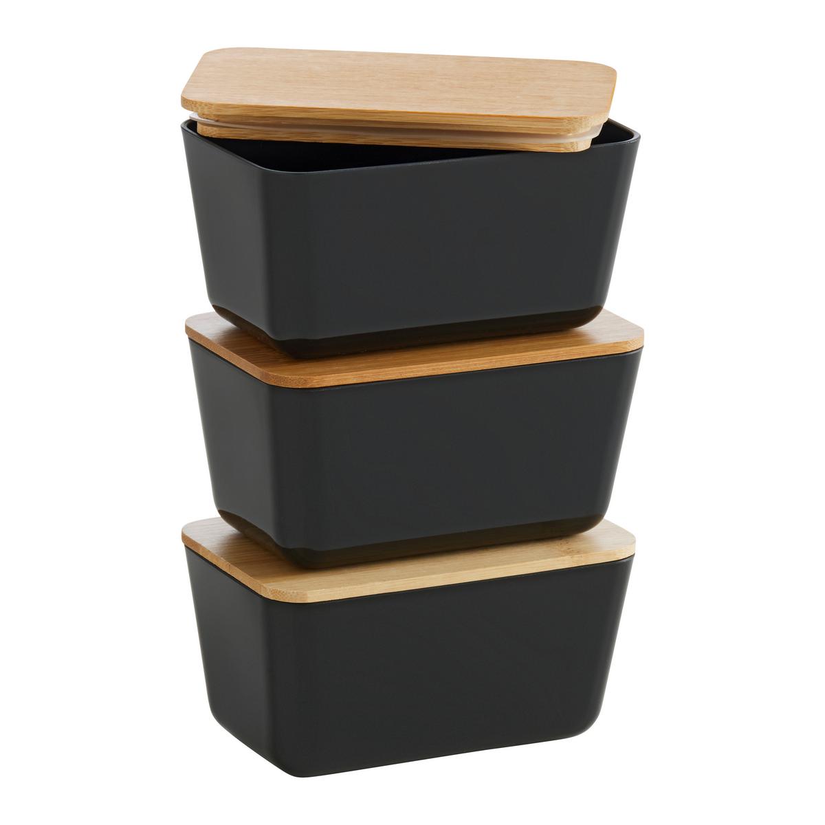 Dóza na potraviny MAGNUS - černá/světle hnědá, Moderní, plast/přírodní materiály (13/8/6,6cm) - Mömax