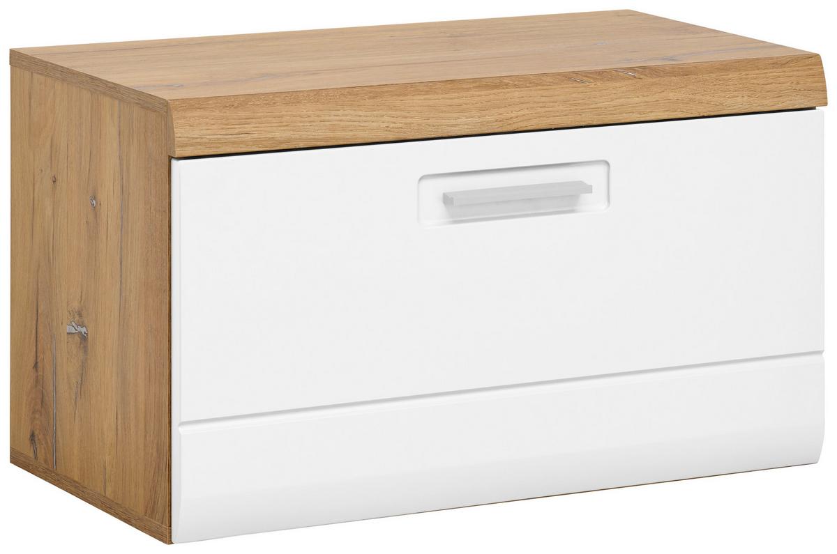 Garderobenbank Auris B: 70 cm mit Klappe, Weiß/Eiche Dekor - Eichefarben/Weiß, MODERN (70/42/37,1cm) - Luca Bessoni