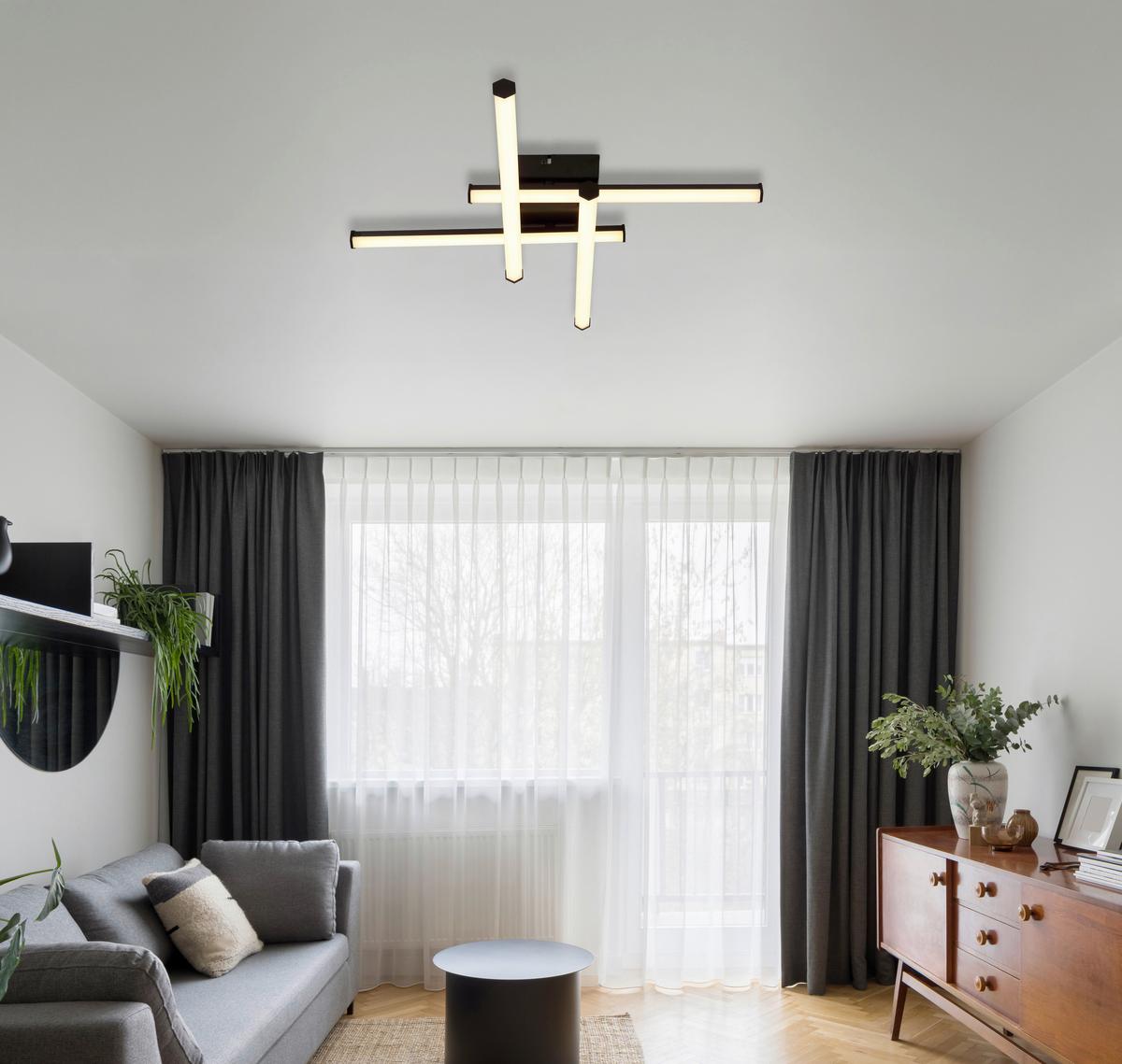 LED-DECKENLEUCHTE 67342-24 KIRINA - Schwarz/Weiß, Design, Kunststoff (50/50/8,8cm) - Globo