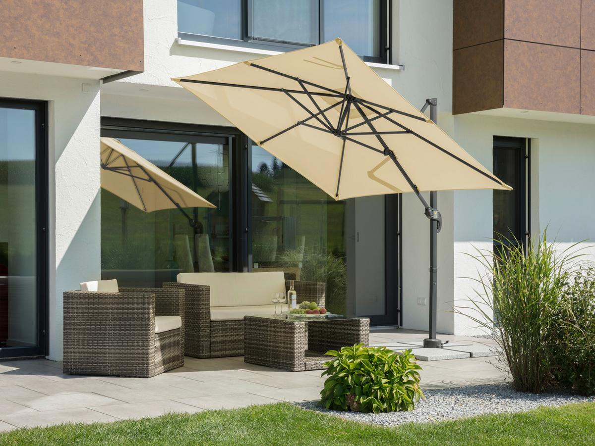 Ampelschirm Rhodos Junior Bxhxt: 300x239x230 Cm Naturfarben - Anthrazit/Naturfarben, Basics, Textil/Metall (300/239/230cm) - Schneider