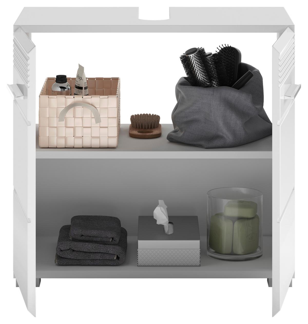 Waschbeckenunterschrank Linus Weiß B: 60 Cm - Weiß Hochglanz/Weiß, MODERN, Holzwerkstoff (60/56/34cm) - MID.YOU