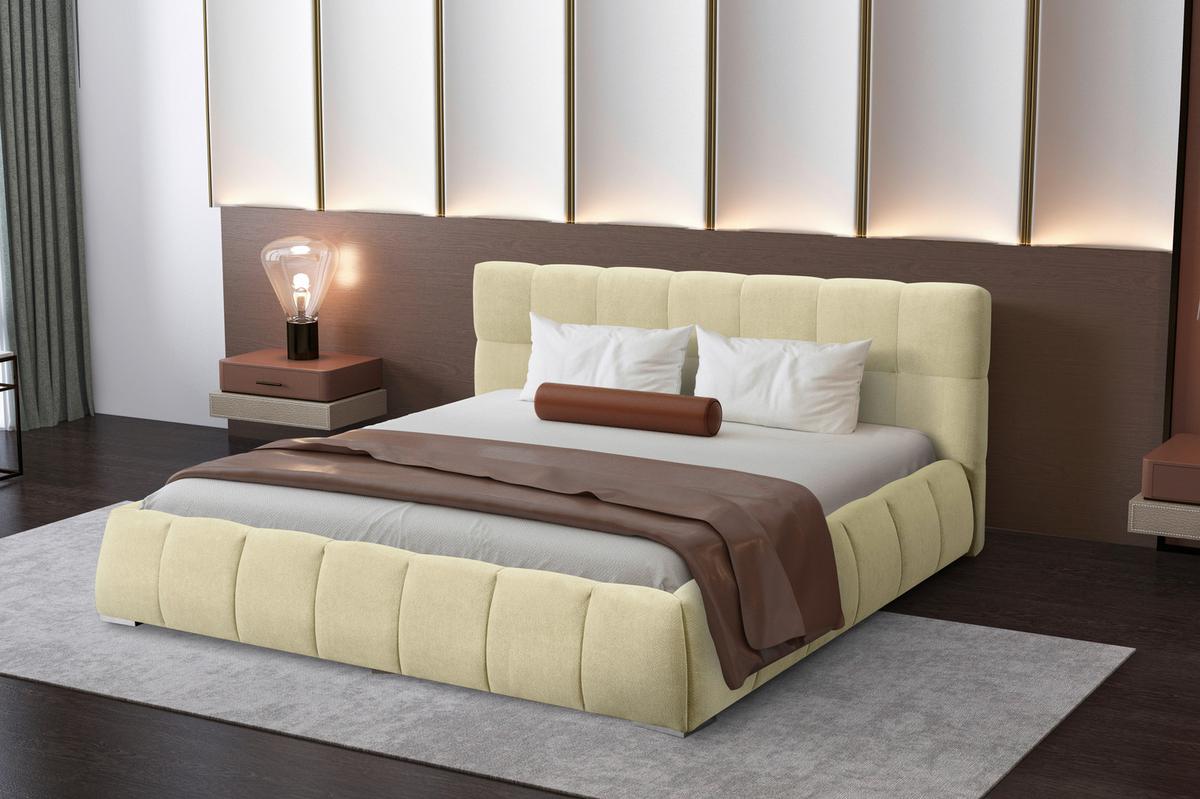Polsterbett Natalia Beige B: 208 Cm - Beige/Schwarz, Design, Holzwerkstoff/Textil (208/90/228cm) - Livetastic