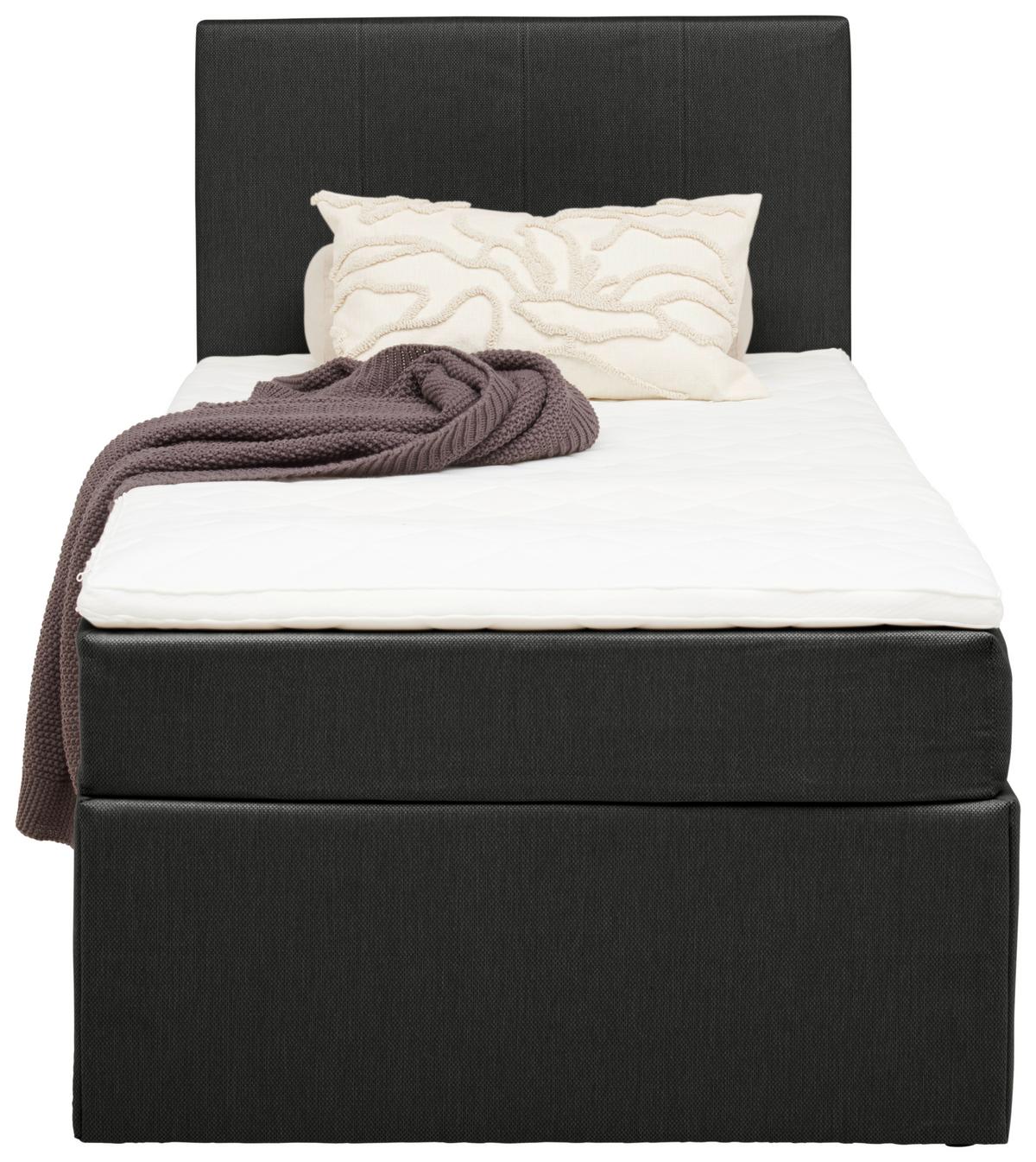 Boxbett mit Topper Carolina 90x200 cm - Schwarz/Grau, Basics, Textil (90/200cm) - P & B