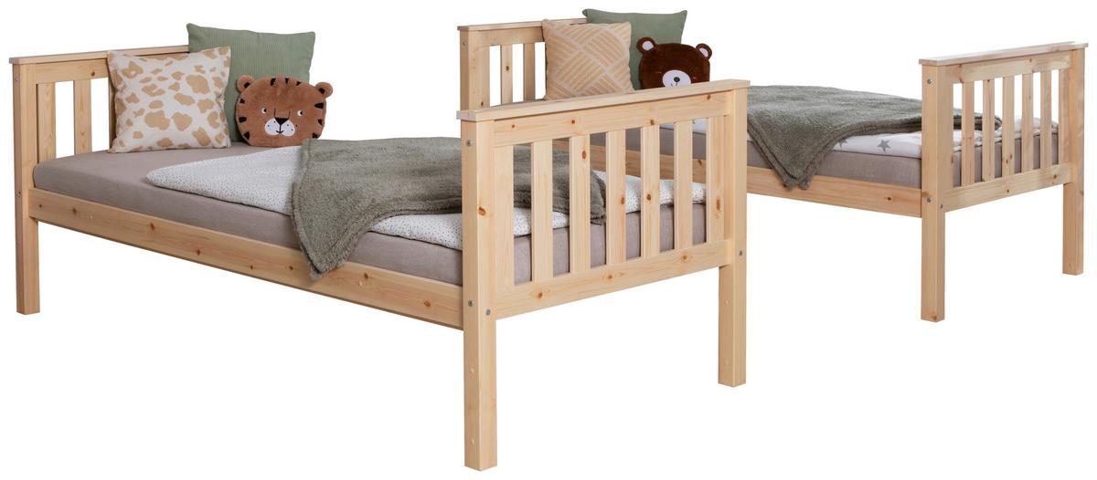 Etagenbett Sammy Kiefer Massiv 90 Cm M. Absturzsicherung - Naturfarben, MODERN, Holz (90/200cm) - MID.YOU