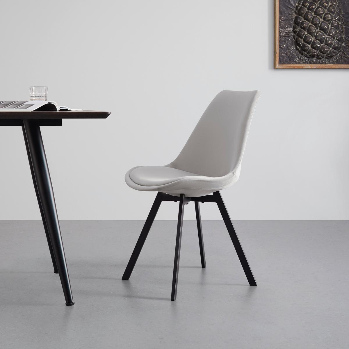 Židle ze sametu Mia - světlošedá - černá/světle šedá, Moderní, kov/textil (45/84/55cm) - P & B