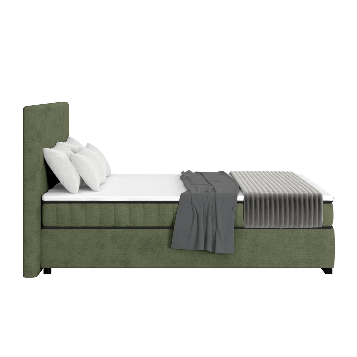 Boxbett Maya inkl. Bettkasten Olivgrün 140x220 cm - Schwarz/Olivgrün, MODERN, Holz/Holzwerkstoff (140/220cm)