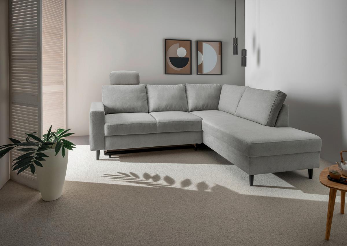 Eckschlafsofa Passione, Grau S: 242x200 Cm - Schwarz/Grau, MODERN, Textil (242/200cm) - Livetastic