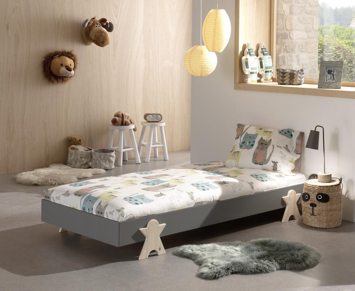 Postel pro děti a mládež MODULO šedá - barvy borovice/šedá, Moderní, dřevo/kompozitní dřevo (90/200cm) - MID.YOU
