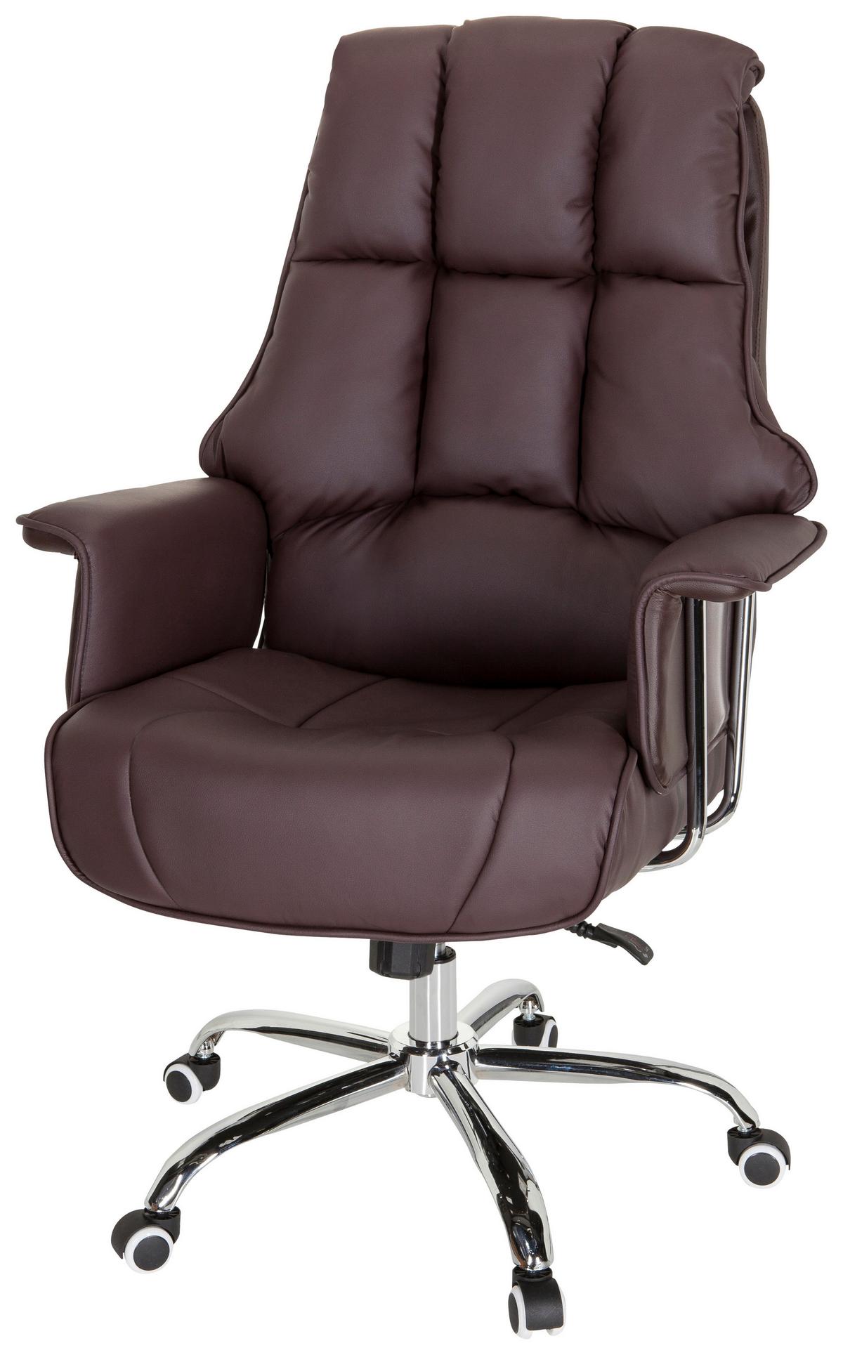 Chefsessel Commander Lederlook Braun Bis 130kg - Chromfarben/Braun, MODERN, Kunststoff/Textil (75/130/64cm) - MID.YOU