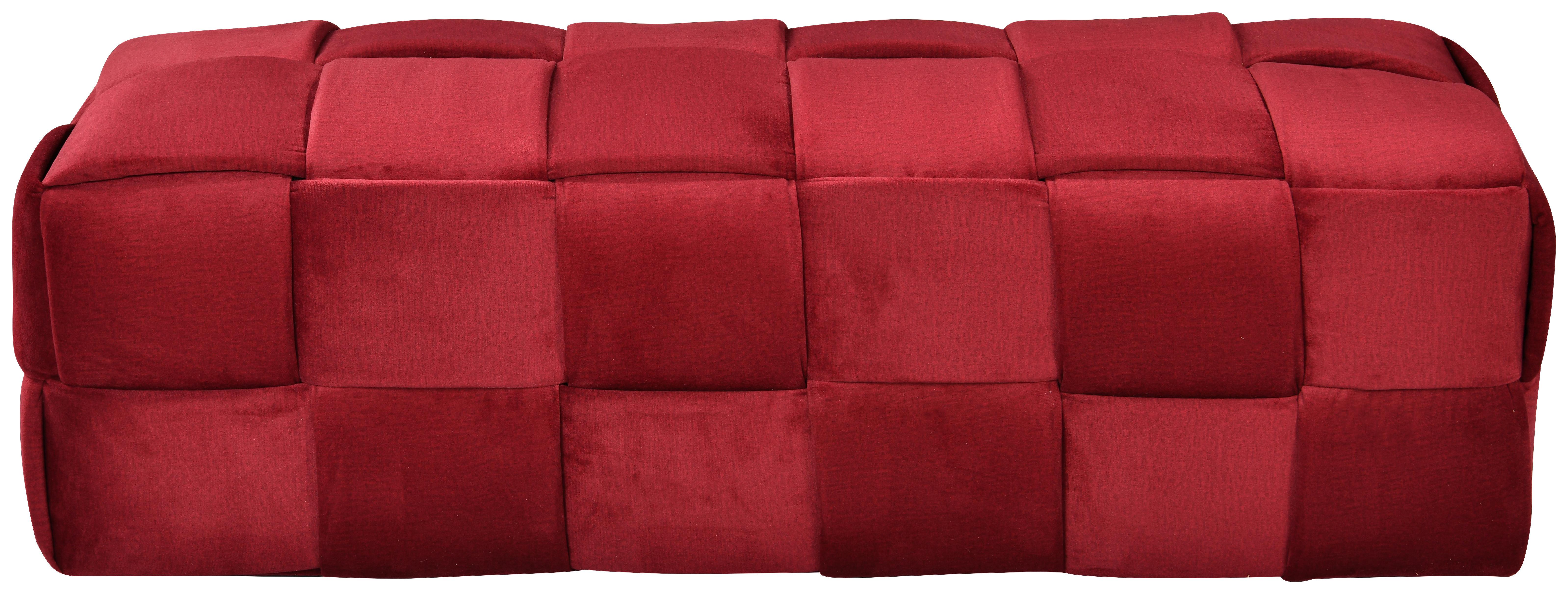 Obdĺžniková taburetka ELLIOT vín.červený zamat, max. 120 kg - čierna/vínovočervená, Modern, drevo/textil (124/41/46cm) - Mömax