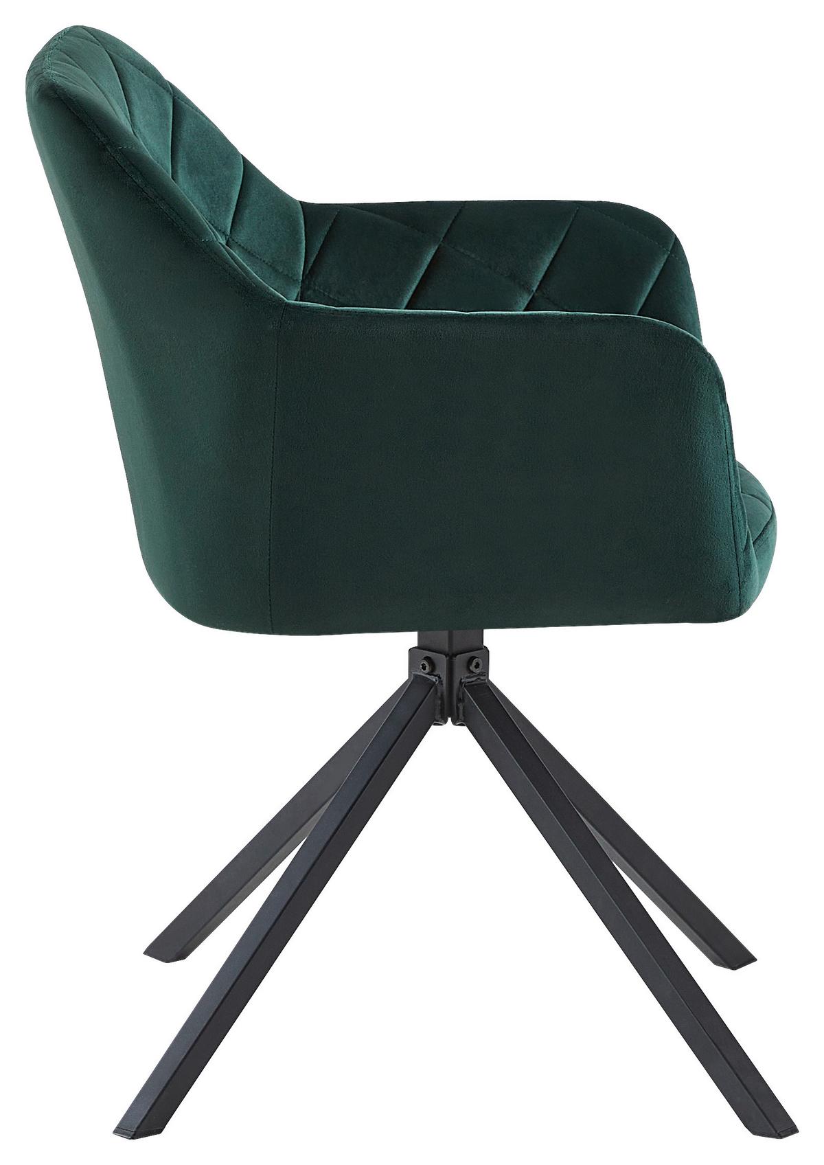 Vierfußstuhl Patti Schwarz/dunkelgrün - Dunkelgrün/Schwarz, KONVENTIONELL, Textil/Metall (56/81/60,5cm)
