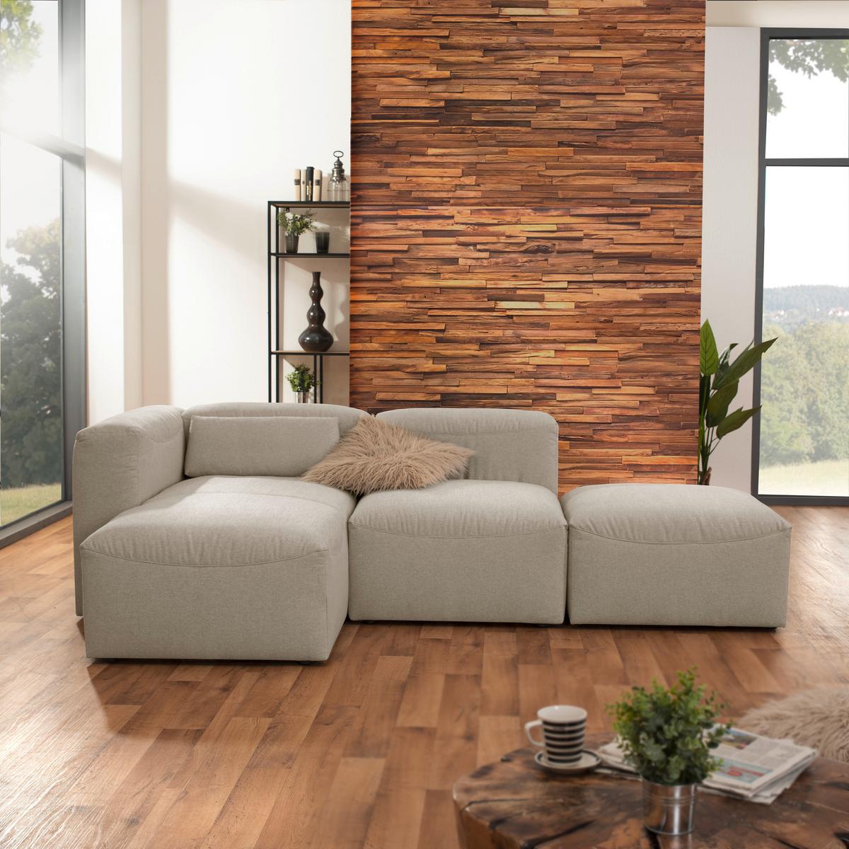 Ecksofa Lena Creme Flachgewebe - Creme, Design, Textil (160/250cm) - Max Winzer
