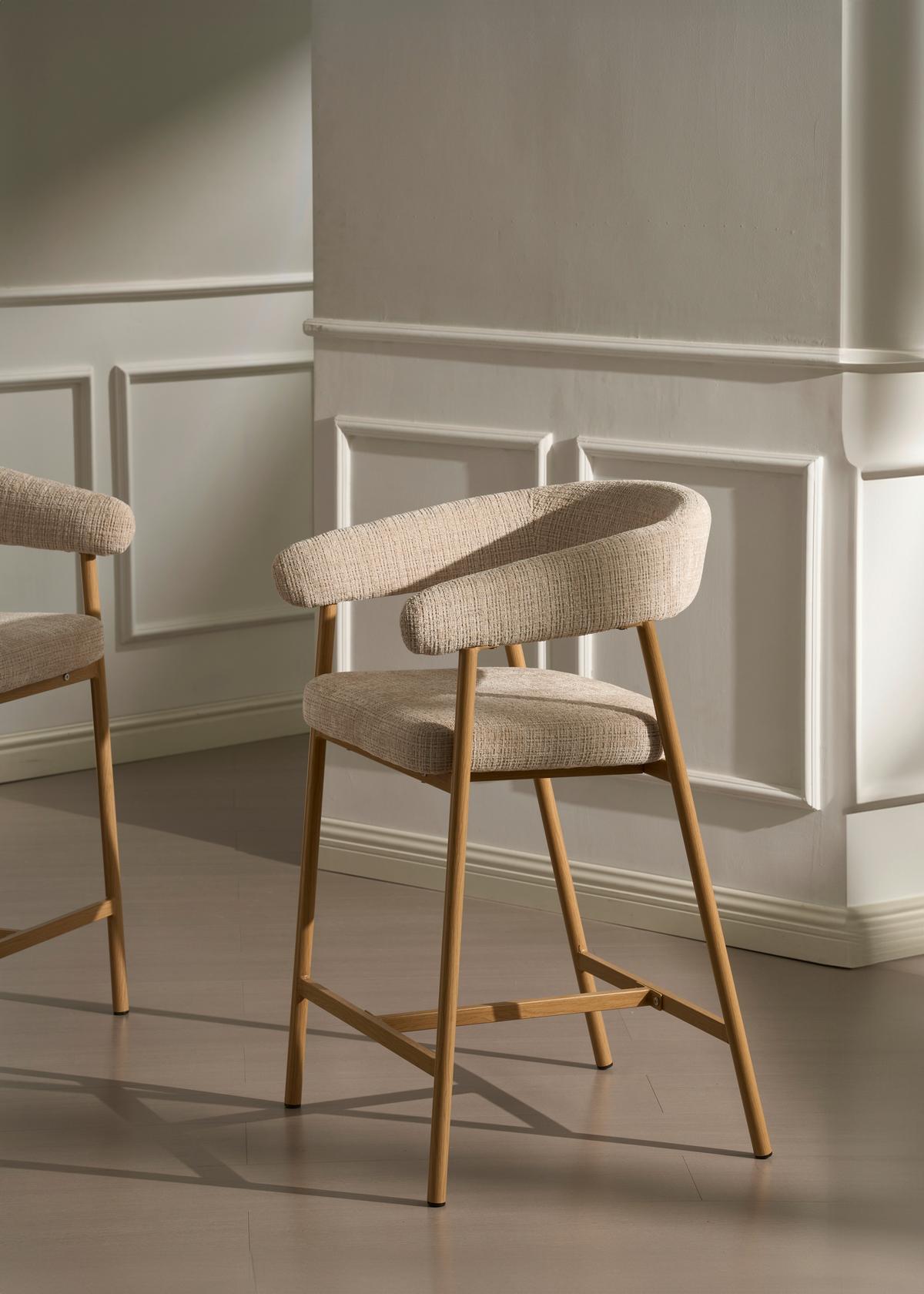 Barhocker Flora Beige/Eichefarben B: 53 cm - Eichefarben/Beige, MODERN, Holz/Textil (53/93/55cm) - Livetastic