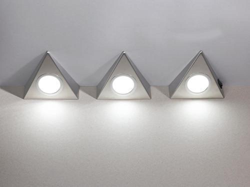 Unterbauleuchte 3x Led 2 W Edelstahl Dreieckig 12 V - Edelstahlfarben, Basics, Metall