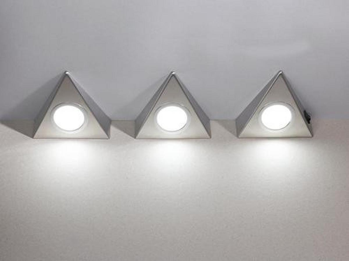 Unterbauleuchte 3x Led 2 W Edelstahl Dreieckig 12 V - Edelstahlfarben, Basics, Metall