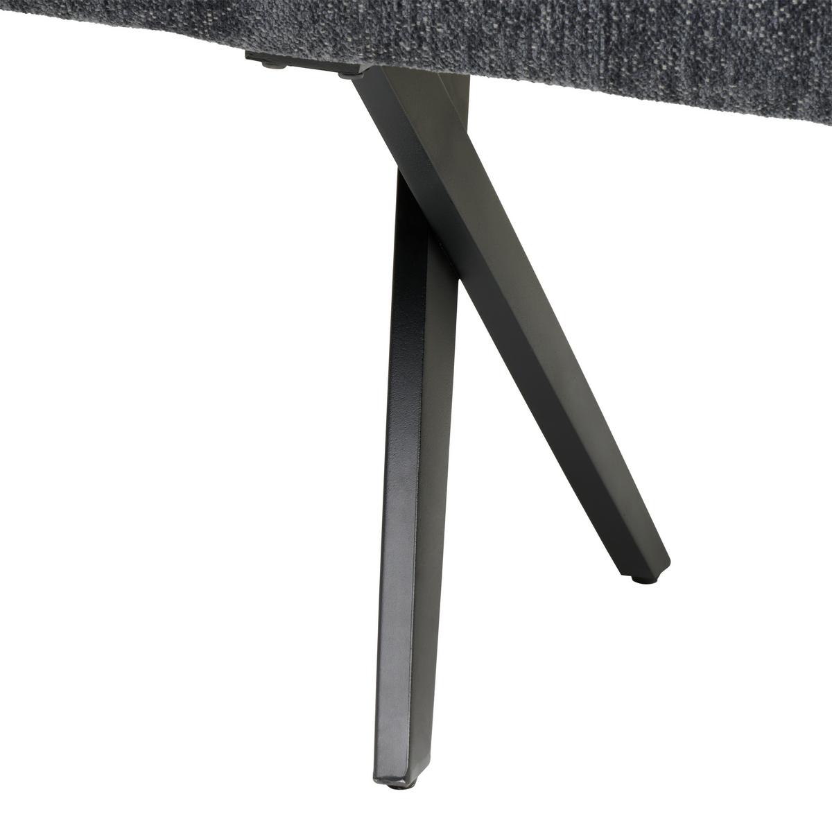 Sitzbank Chios Leinenoptik Grau, B: 140 Cm - Dunkelgrau/Schwarz, KONVENTIONELL, Textil/Metall (140/49/47cm) - MID.YOU