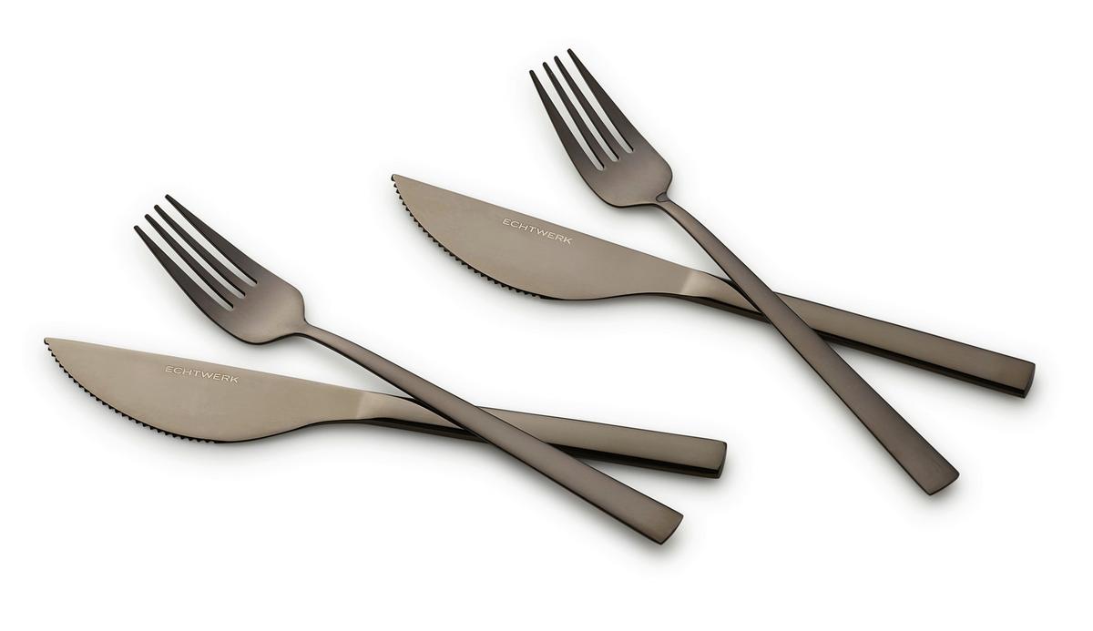 Pizzabesteck 4-Teilig für 2 Personen - Schwarz, Basics, Metall (23cm) - Echtwerk