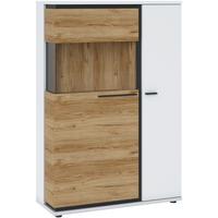 Vitrine Salinas Weiß Eichefarben/Glasfront Links - Eichefarben/Schwarz, Trend, Glas/Holzwerkstoff (93/139,8/37cm)