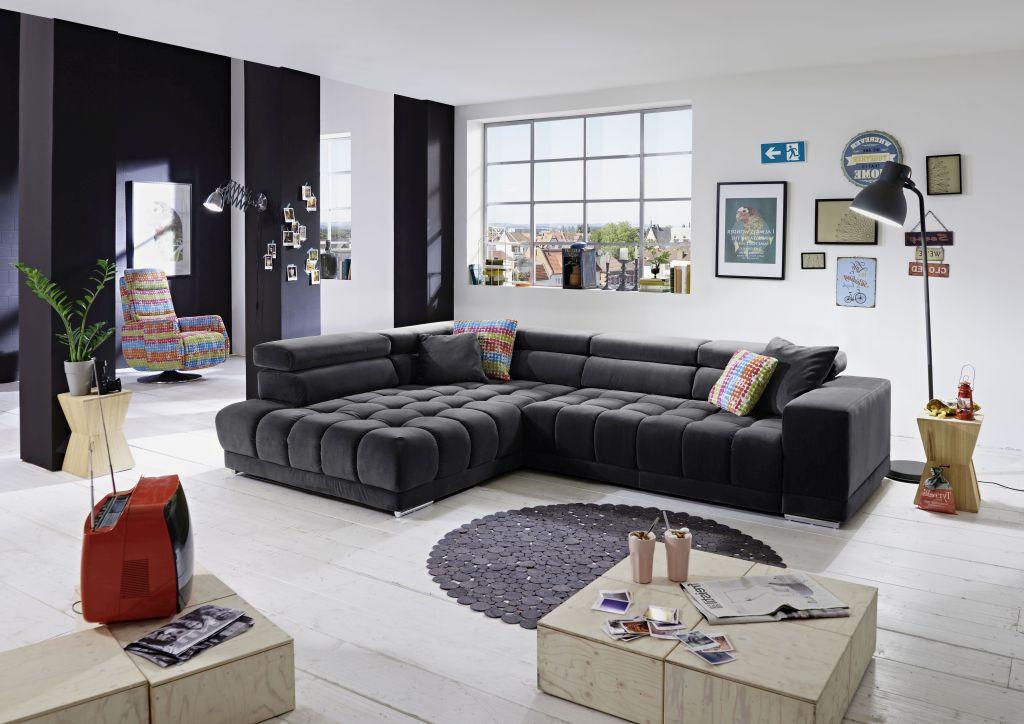 Rohová sedačka IBA, ľavá, el. polohovateľná, antracitová - antracitová, Lifestyle, kov/textil (222/323cm) - Premium Living