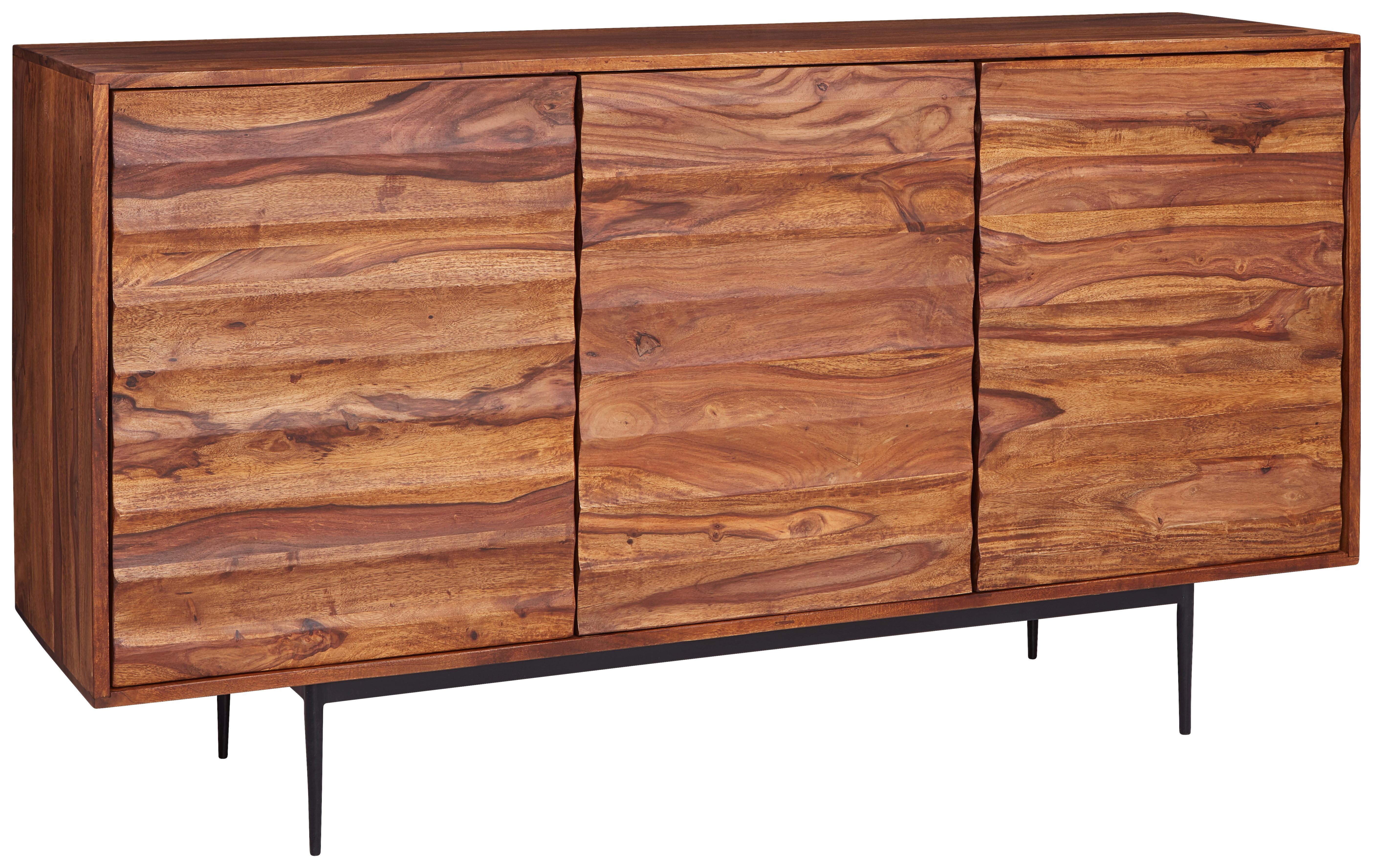 Sideboard 150 cm Sheesham, Sheeshamfarben - Sheeshamfarben/Schwarz, Design, Holz (150/81/41cm) - MID.YOU