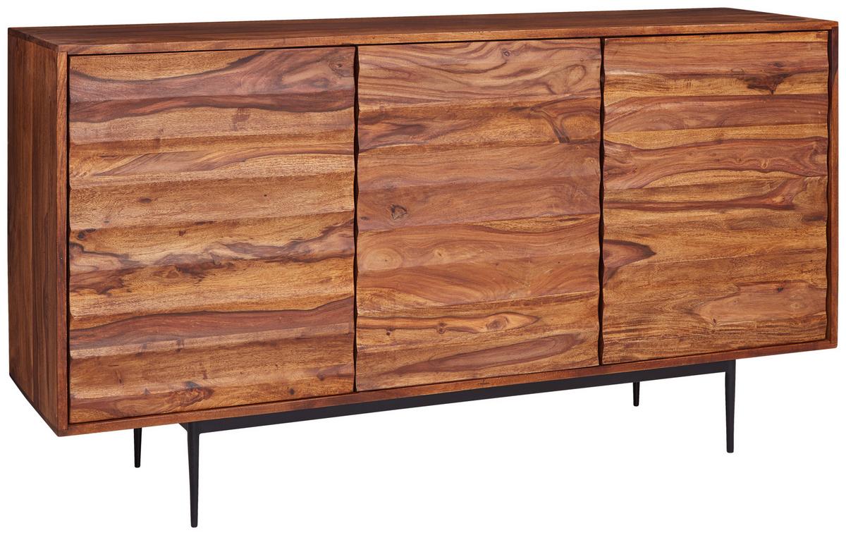 Sideboard 150 Cm Sheesham, Sheeshamfarben - Sheeshamfarben/Schwarz, Design, Holz (150/81/41cm) - MID.YOU
