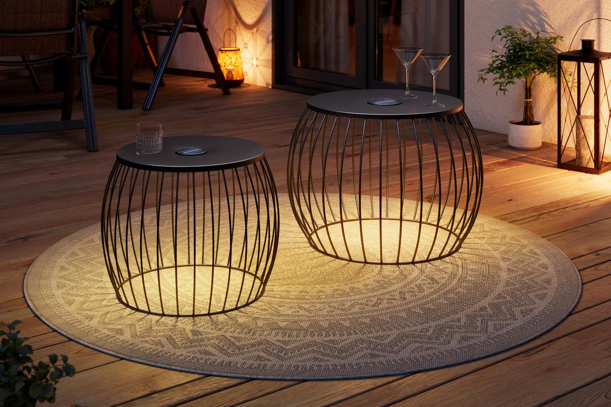 Beistelltischset Solar - Schwarz, MODERN, Metall - Beldano