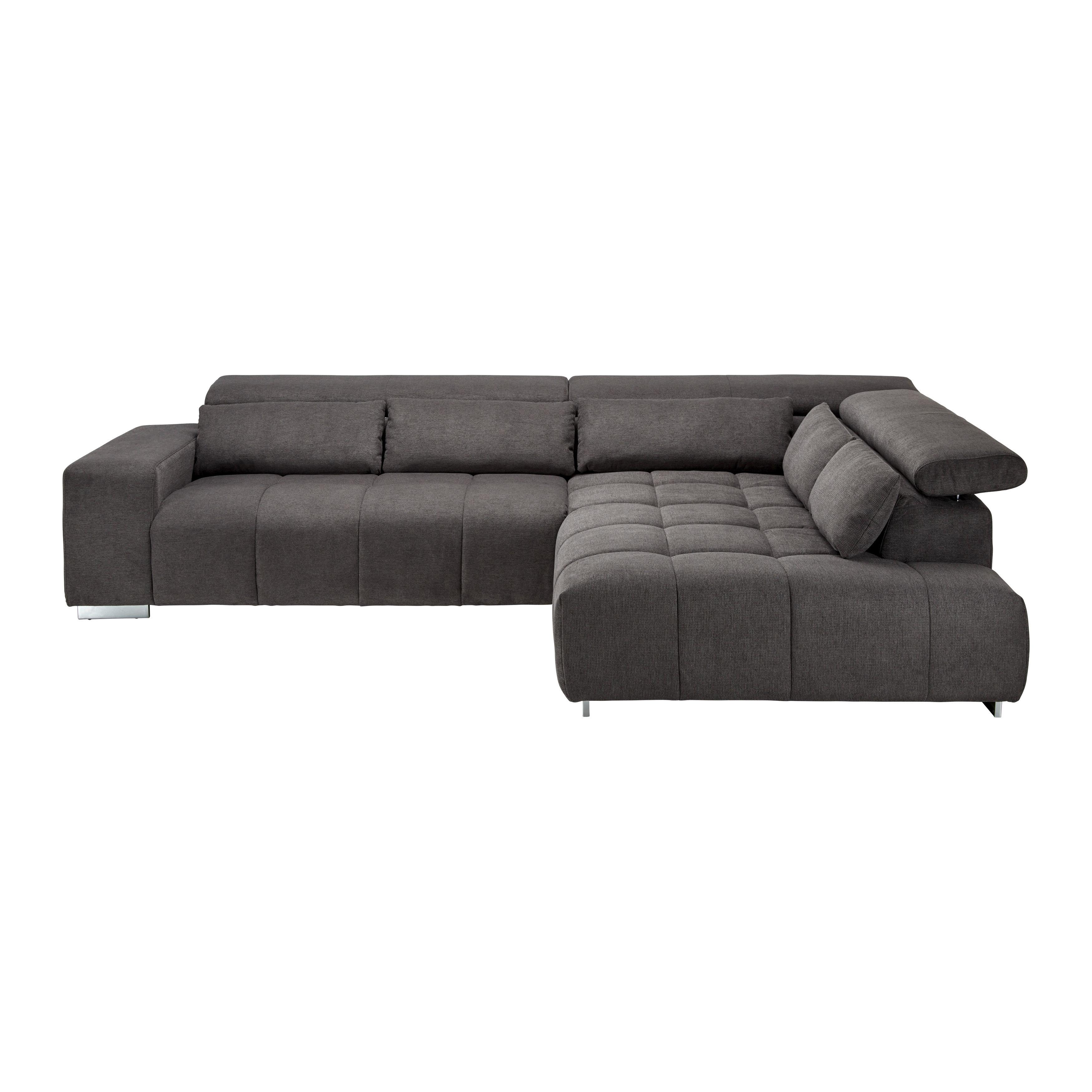 Sedací souprava Orion tmavě šedá - šedá/barvy chromu, Moderní, kov/textil (310/70-88/225cm)