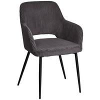 Armlehnstuhl Pina Cord Grau, B: 57 Cm - Schwarz/Grau, KONVENTIONELL, Holz/Textil (57/83.5/63cm) - MID.YOU