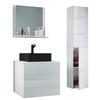 Badmöbel-Set 4-Tlg. Lendas B: 94 cm Weiß Dekor - Schwarz/Weiß, MODERN, Glas/Keramik (94cm) - MID.YOU