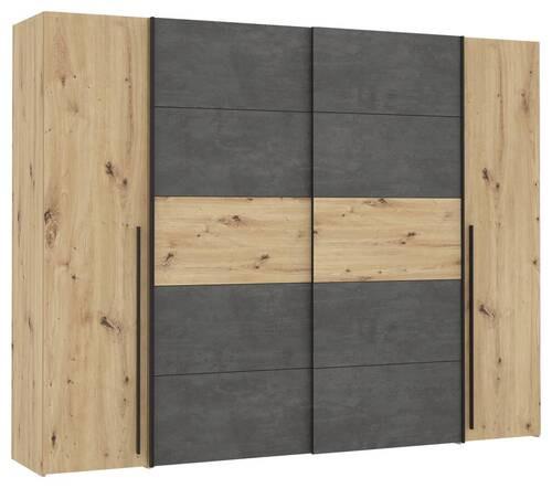 Drehtürenschrank 270cm Narago, Eichefarben/Dunkelgrau - Eichefarben/Dunkelgrau, MODERN, Holzwerkstoff/Kunststoff (270/210/61cm) - MID.YOU