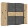 Drehtürenschrank 270cm Narago, Eichefarben/Dunkelgrau - Eichefarben/Dunkelgrau, MODERN, Holzwerkstoff/Kunststoff (270/210/61cm) - MID.YOU