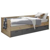 POSTEĽ LIAM - grafitová/dub artisan, Konventionell, kompozitné drevo (204/65/95cm)