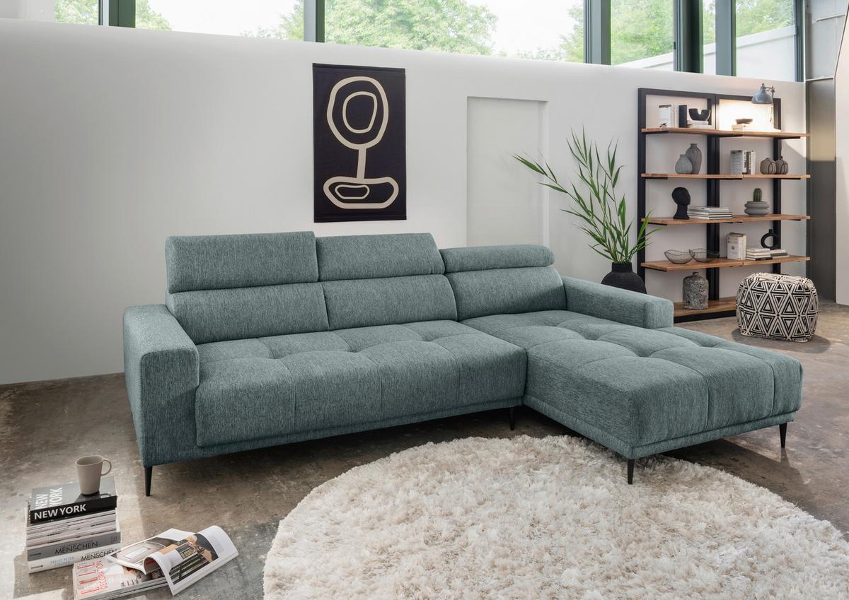 Ecksofa Intera, Mintgrau S: 276x188 Cm - Mintgrau/Schwarz, KONVENTIONELL, Textil (276/188cm) - Livetastic