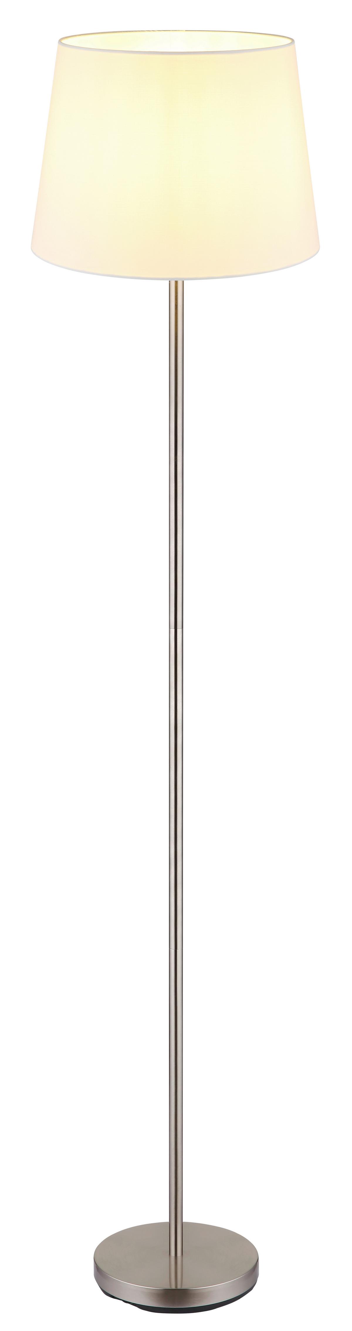 Stehleuchte Corbinian - Weiß/Nickelfarben, Basics, Textil/Metall (35/151cm) - James Wood