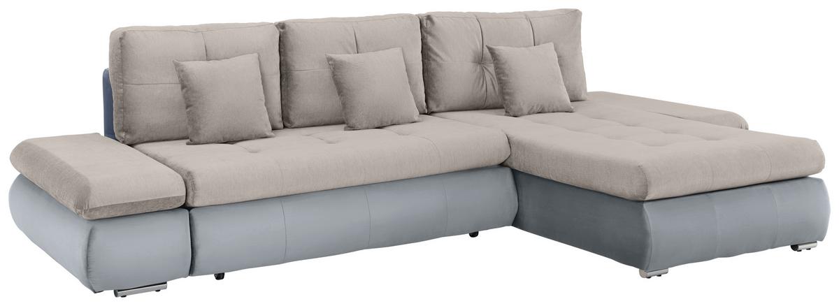 Rohová sedačka ENRICO, obojstranná, strieborná - čierna/chrómová, Konventionell, kov/textil (303/88/185cm) - Based