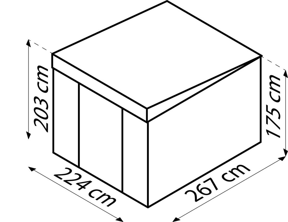 Gerätehaus Ohne Boden 238x203x278 - Anthrazit, Basics, Metall (238/203/278cm)