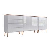 Sideboard Mailand Set 7 + Hf - Weiß Hochglanz/Eiche Artisan, MODERN, Holzwerkstoff (263,5/86/33cm) - MID.YOU