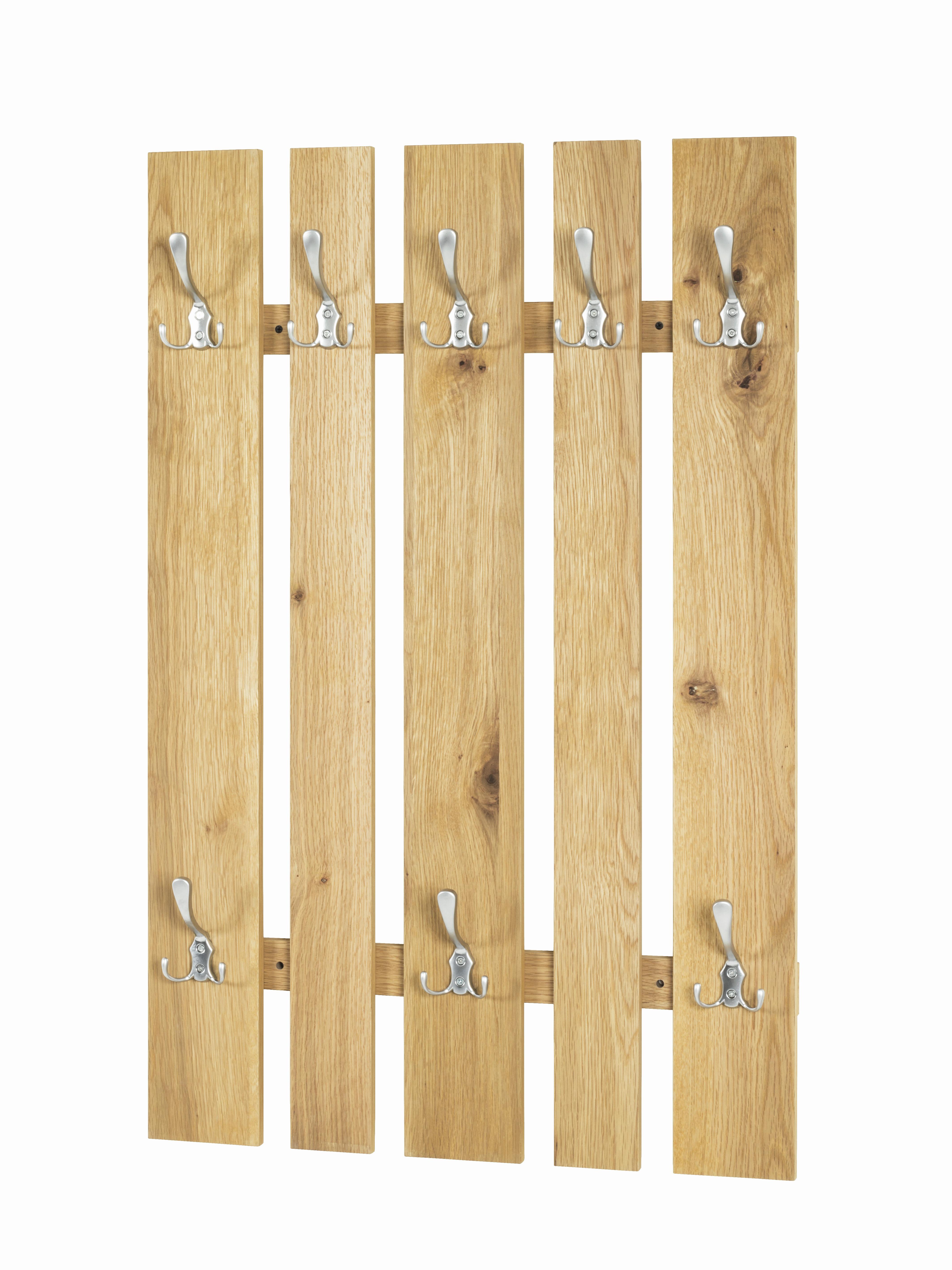 Wandgarderobe Merit Eiche-/Alufarben B: 65cm - Eichefarben/Alufarben, Basics, Holz/Holzwerkstoff (65/9/100cm) - Livetastic