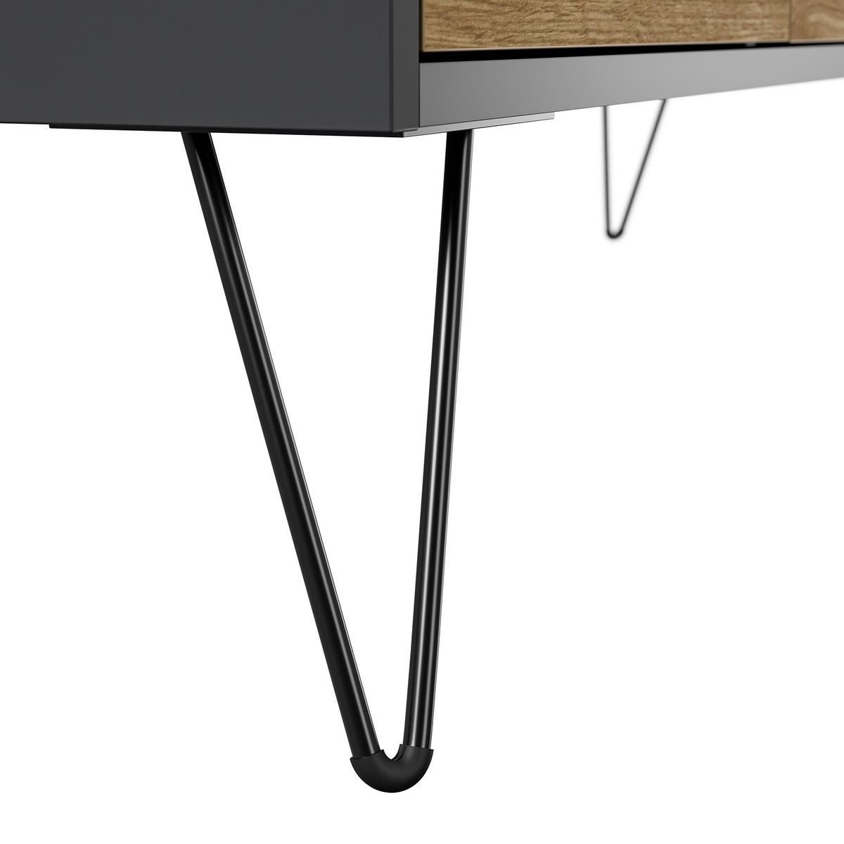 Sideboard Posseik Industrial Eichefarben/Graphitf. B:140 cm - Eichefarben/Schwarz, Design, Holzwerkstoff (140/93,6/42cm) - P & B