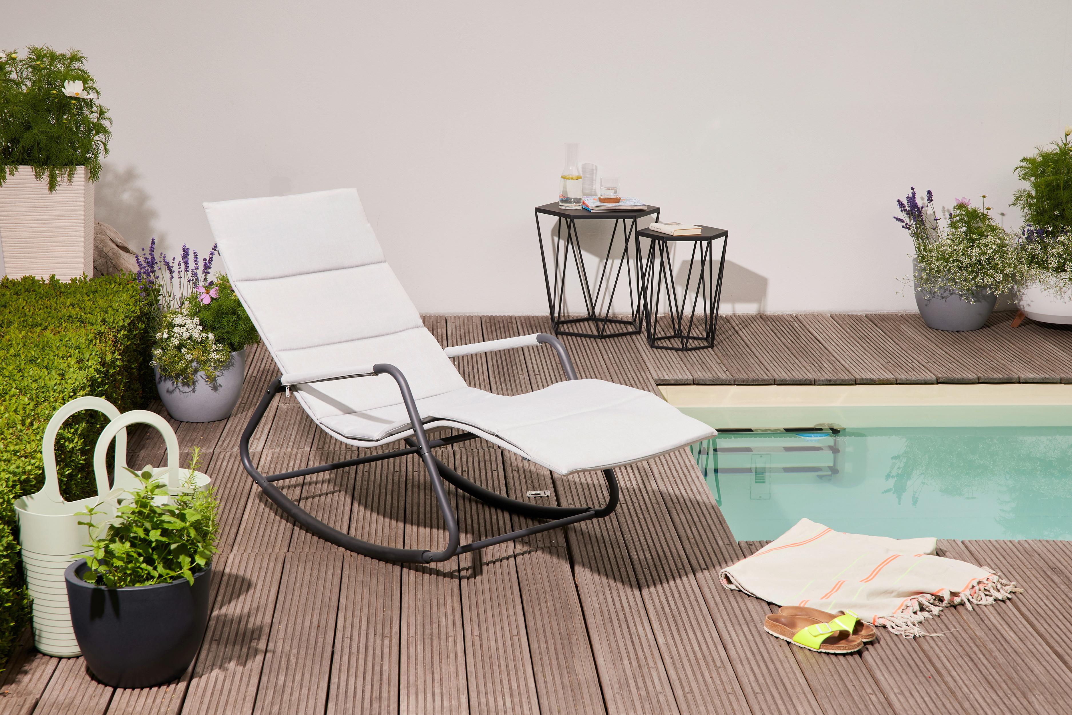 Schaukelliege Metall/Kunststoff/Textil - Grau, KONVENTIONELL, Kunststoff/Textil (57/81/143cm) - Siena Garden